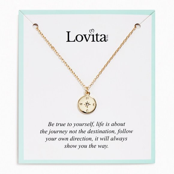 NEW LOVITA JEWELRY Never Lost Necklace Gold Compass NWT! - Picture 1 of 3